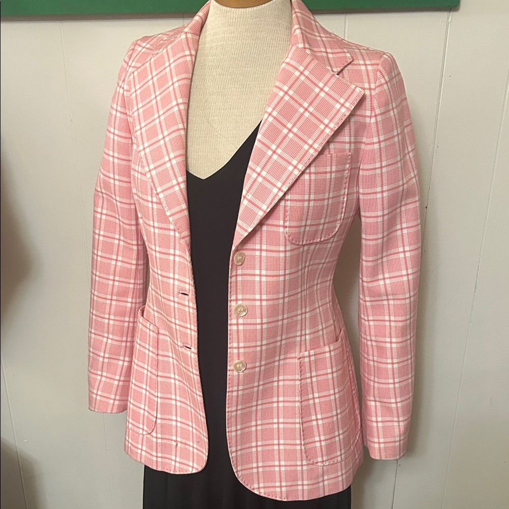 Vintage 60s Jackfin New York Pink Checkered Blazer